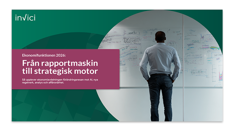 Framsida på rapport från Invici om framtidens ekonomifunktion.